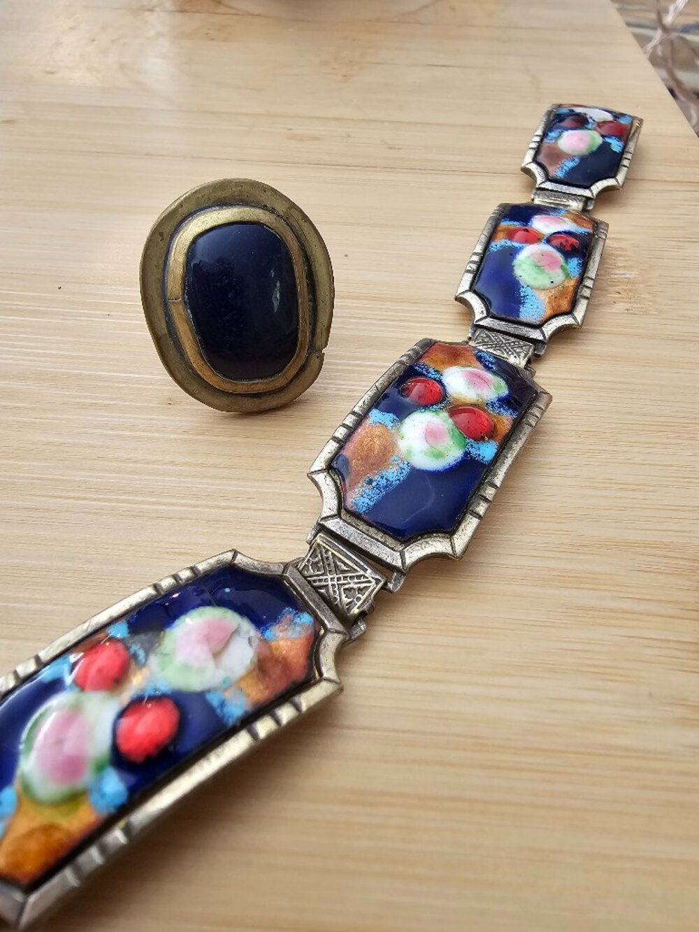 Vintage Rafael Alfandary brutalist ring and matching bracelet